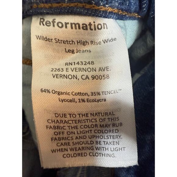 Reformation Wilder High Rise Wide Leg Jeans Women's Sz. 23 (US 00) - Picture 8 of 9